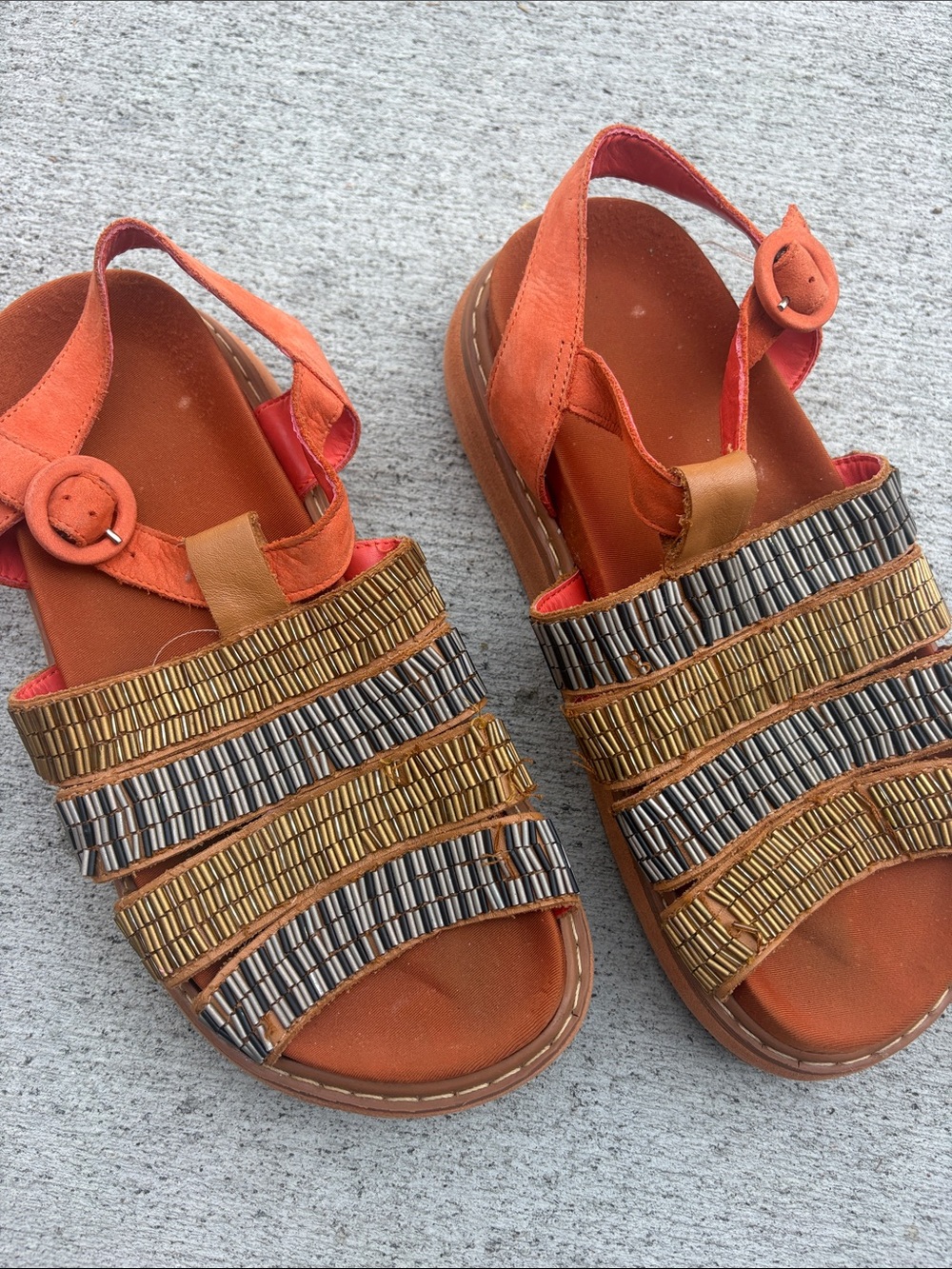 FARM Rio Orange Beaded Strappy Sandals